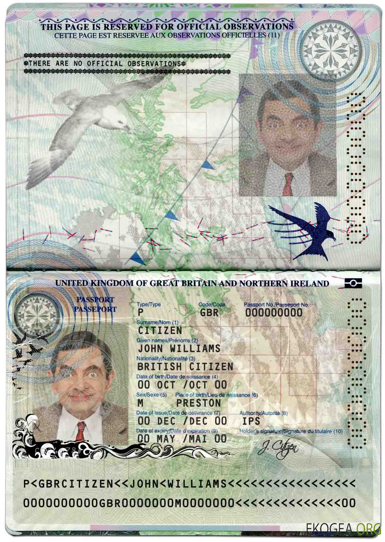 Modèle de passeport du Royaume Uni de Grande Bretagne et d'Irlande du Nord au format PSD, 2010 2015